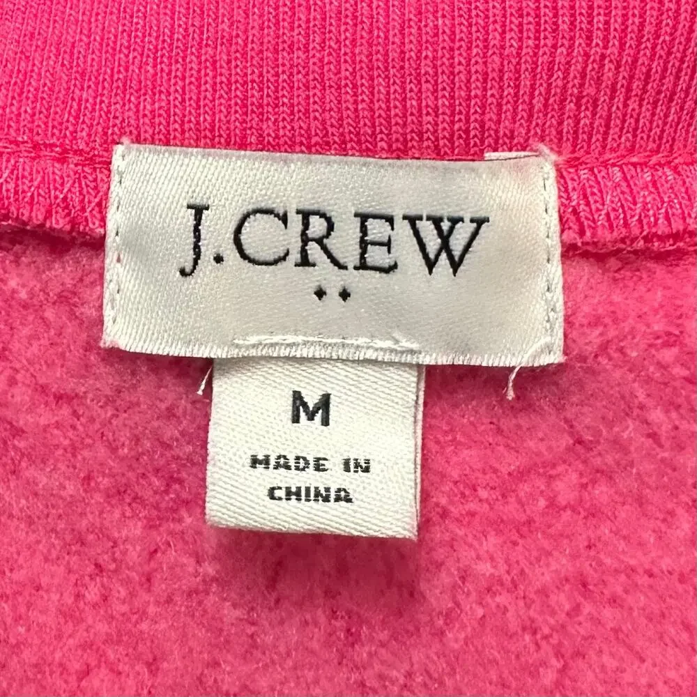 J. Crew Wide Button Collar Pullover Sweater Cloudspun Fleece Pink AC689 Size M
